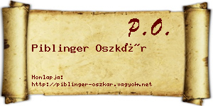 Piblinger Oszkár névjegykártya